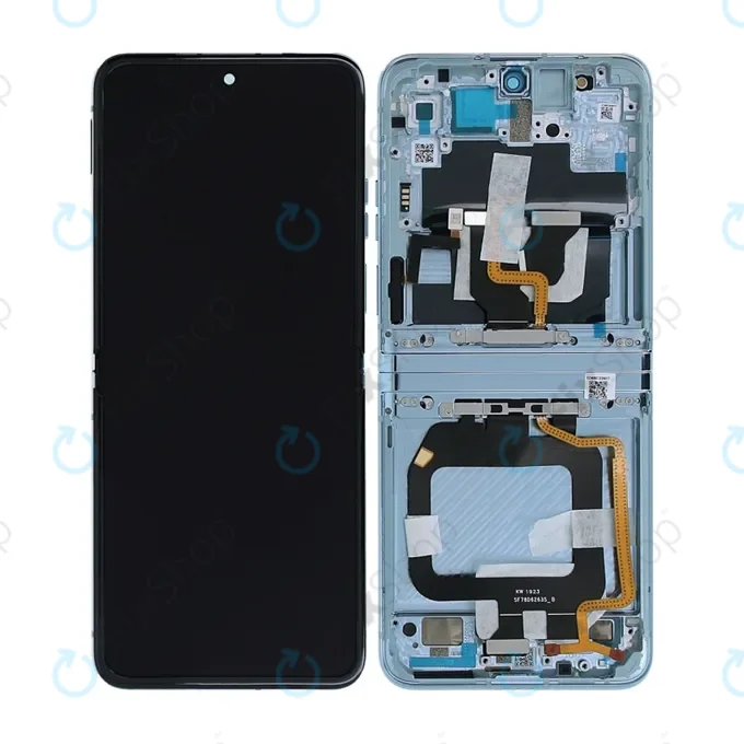 Motorola Razr 40 Ultra - LCD Kijelző + Érintőüveg + Keret (Glacier Blue) - 5D68C22597 Genuine Service Pack