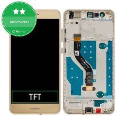 Huawei P10 lite - LCD Kijelző + Érintőüveg + Keret (Platinum Gold) TFT