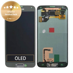 Samsung Galaxy S5 G900F - LCD Kijelző + Érintőüveg (Copper Gold) - GH97-15959D, GH97-15734D Genuine Service Pack