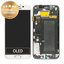 Samsung Galaxy S6 Edge G925F - LCD Kijelző + Érintőüveg + Keret (White Pearl) - GH97-17162B, GH97-17317B, GH97-17334B Genuine Service Pack