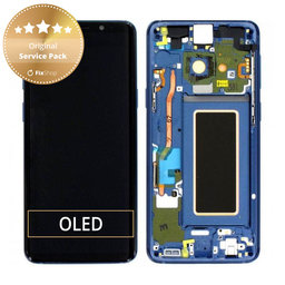 Samsung Galaxy S9 G960F - LCD Kijelző + Érintőüveg + Keret (Coral Blue) - GH97-21696D, GH97-21697D Genuine Service Pack