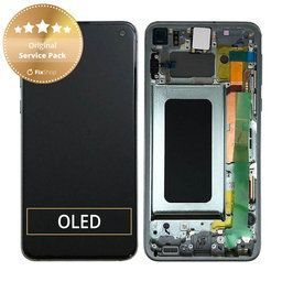 Samsung Galaxy S10e G970F - LCD Kijelző + Érintőüveg + Keret (Prism Green) - GH82-18852E, GH82-18836E Genuine Service Pack