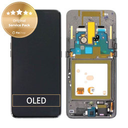 Samsung Galaxy A80 A805F - LCD Kijelző + Érintőüveg + Keret (Phantom Black) - GH82-20348A, GH82-20390A, GH82-20368A Genuine Service Pack