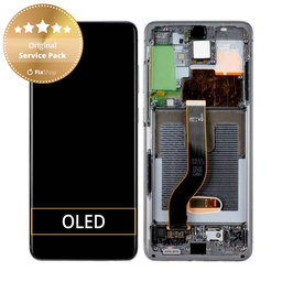 Samsung Galaxy S20 Plus G985F - LCD Kijelző + Érintőüveg + Keret (Cosmic Gray) - GH82-22134E, GH82-22145E Genuine Service Pack