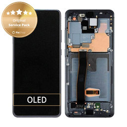 Samsung Galaxy S20 Ultra G988F - LCD Kijelző + Érintőüveg + Keret + Elapi Kamera (Cosmic Black) - GH82-22271A, GH82-22327A Genuine Service Pack