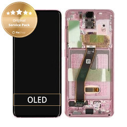 Samsung Galaxy S20 G980F - LCD Kijelző + Érintőüveg + Keret (Cloud Pink) - GH82-22123C, GH82-22131C, GH82-31432C, GH82-31433C Genuine Service Pack