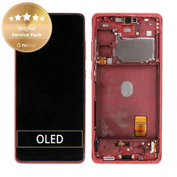 Samsung Galaxy S20 FE G780F - LCD Kijelző + Érintőüveg + Keret (Cloud Red) - GH82-24219E, GH82-31328E, GH82-31329E, GH82-24220E Genuine Service Pack