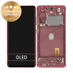 Samsung Galaxy S20 FE 5G G781B - LCD Kijelző + Érintőüveg + Keret (Cloud Red) - GH82-24214E, GH82-24215E, GH82-29056E Genuine Service Pack