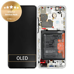 Huawei P40 Pro Plus - LCD Kijelző + Érintőüveg + Keret + Akkumulátor (White Ceramic) - 02353RBJ Genuine Service Pack