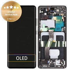 Samsung Galaxy S21 Ultra G998B - LCD Kijelző + Érintőüveg + Keret (Phantom Black) - GH82-26035A, GH82-26036A Genuine Service Pack