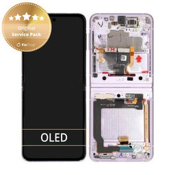 Samsung Galaxy Z Flip 3 F711B - LCD Kijelző + Érintőüveg + Keret (Lavender) - GH82-26273D, GH82-27244D Genuine Service Pack