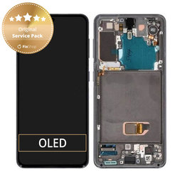 Samsung Galaxy S21 G991B - LCD Kijelző + Érintőüveg + Keret (Phantom Grey) - GH82-24544A, GH82-24545A, GH82-27255A Genuine Service Pack