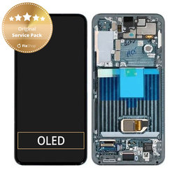 Samsung Galaxy S22 S901B - LCD Kijelző + Érintőüveg + Keret (Green) - GH82-27520C, GH82-27521C Genuine Service Pack