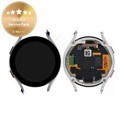 Samsung Galaxy Watch 4 44mm R870, R875 - LCD Kijelző + Érintőüveg + Keret (Silver) - GH97-26410B Genuine Service Pack