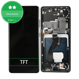 Samsung Galaxy S21 Ultra G998B - LCD Kijelző + Érintőüveg + Keret (Phantom Black) TFT