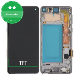 Samsung Galaxy S10 G973F - LCD Kijelző + Érintőüveg + Keret (Prism Black) TFT