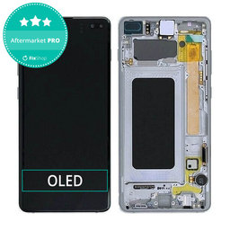 Samsung Galaxy S10 Plus G975F - LCD Kijelző + Érintőüveg + Keret (Prism Black) OLED