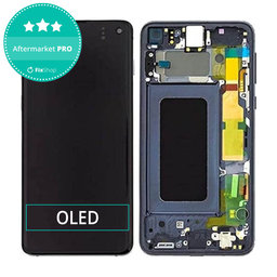 Samsung Galaxy S10e G970F - LCD Kijelző + Érintőüveg + Keret (Prism Black) OLED