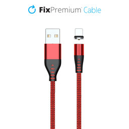 FixPremium - Lightning / USB Mágneses Kábel (2m), piros