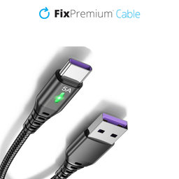 FixPremium - USB-C / USB Kábel LED-es visszajelzővel (1m), fekete
