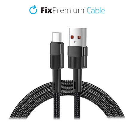 FixPremium - USB-C / USB Gyorstöltő Kábel (1m), fekete