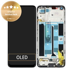 Realme 8 RMX3085 - LCD Kijelző + Érintőüveg + Keret (Cyber Black) - 4906919 Genuine Service Pack