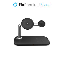 FixPremium - MagSafe 3in1 állvány iPhone-hoz, Apple Watch-hoz és AirPods-hoz, fekete színű