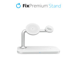 FixPremium - MagSafe 3in1 állvány iPhone-hoz, Apple Watch-hoz és AirPods-hoz, fehér színű