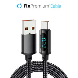 FixPremium - USB-C / USB Kábel Power Delivery funkcióval (1m), fekete