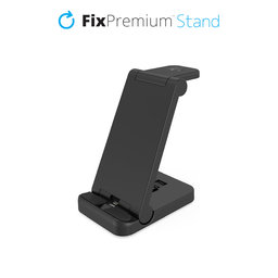 FixPremium - Összecsukható 3in1 állvány iPhone-hoz, Apple Watch-hoz és AirPods-hoz, fekete