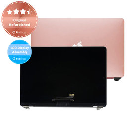 Apple MacBook 12" A1534 (Early 2016 - Mid 2017) - LCD Kijelző + Előlapi Üveg + Fedőlap (Rose Gold) Original Refurbished