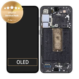 Samsung Galaxy S23 Plus S916B - LCD Kijelző + Érintőüveg + Keret (Phantom Black) - GH82-30478A, GH82-30476A, GH82-30477A Genuine Service Pack