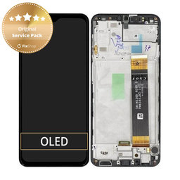 Samsung Galaxy A23 4G A235F - LCD Kijelző + Érintőüveg + Keret (Black) - GH82-28563A, GH82-28657A Genuine Service Pack