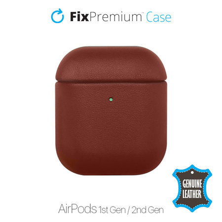 FixPremium - Bőrtok - AirPods 1 és 2, barna