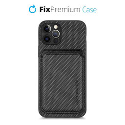 FixPremium - Tok Carbon és MagSafe Wallet - iPhone 12 Pro, fekete