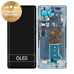 Motorola Edge 40 Pro - LCD Kijelző + Érintőüveg + Keret (Lunar Blue) - 5D68C21987 Genuine Service Pack