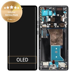 Motorola Edge 40 Pro - LCD Kijelző + Érintőüveg + Keret (Interstellar Black) - 5D68C21986 Genuine Service Pack