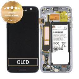 Samsung Galaxy S7 Edge G935F - LCD Kijelző + Érintőüveg + Keret + Akkumulátor (Black) - GH82-13359A Genuine Service Pack