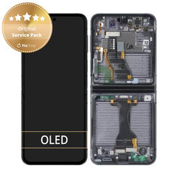 Samsung Galaxy Z Flip 5 F731B - LCD Kijelző + Érintőüveg + Keret (Graphite) - GH82-31827A Genuine Service Pack