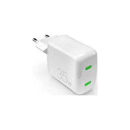 PURO - Töltőadapter MiniPro 2x USB-C, GaN, 35W, fehér