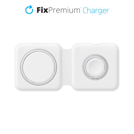 FixPremium - MagSafe Duo - iPhone és Apple Watch, fehér