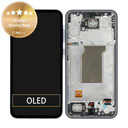 Samsung Galaxy A35 A356B - LCD Kijelző + Érintőüveg + Keret (Awesome Navy) - GH82-34223A Genuine Service Pack