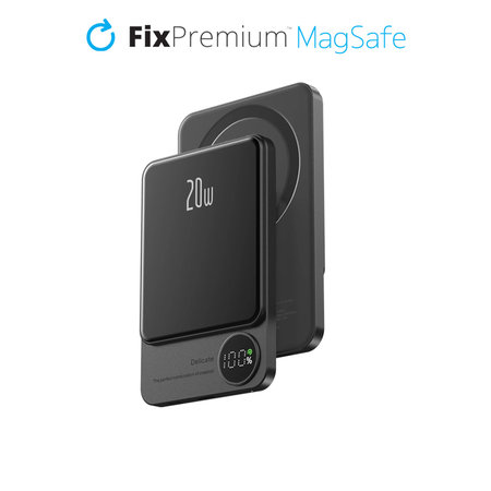 FixPremium - MagSafe Powerbank LCD kijelzővel 5000mAh, fekete