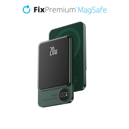FixPremium - MagSafe Powerbank LCD kijelzővel 5000mAh, zöld