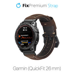 FixPremium - Bőrszíj Garminhoz (QuickFit 26mm), barna