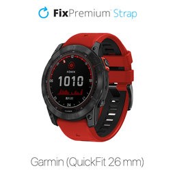 FixPremium - Két színű szilikonszíj Garminhoz (QuickFit 26mm), piros