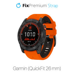 FixPremium - Két színű szilikonszíj Garminhoz (QuickFit 26mm), narancs