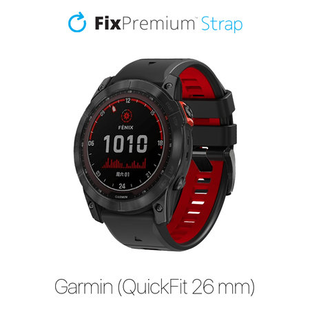 FixPremium - Két színű szilikonszíj Garminhoz (QuickFit 26mm), fekete