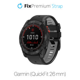 FixPremium - Két színű szilikonszíj Garminhoz (QuickFit 26mm), fekete