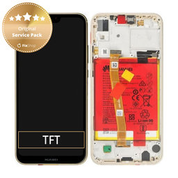 Huawei P20 Lite - LCD Kijelző + Érintőüveg + Keret + Akkumulátor (Gold) - 02351WRN Genuine Service Pack